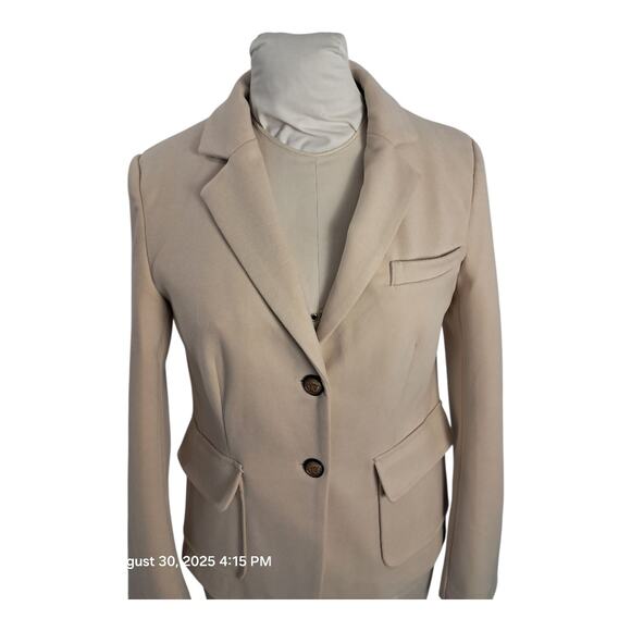 Women’s Light Tan Blazer Size S Office Workwear Classic Suit Jacket Clean Soft - Picture 5 of 9